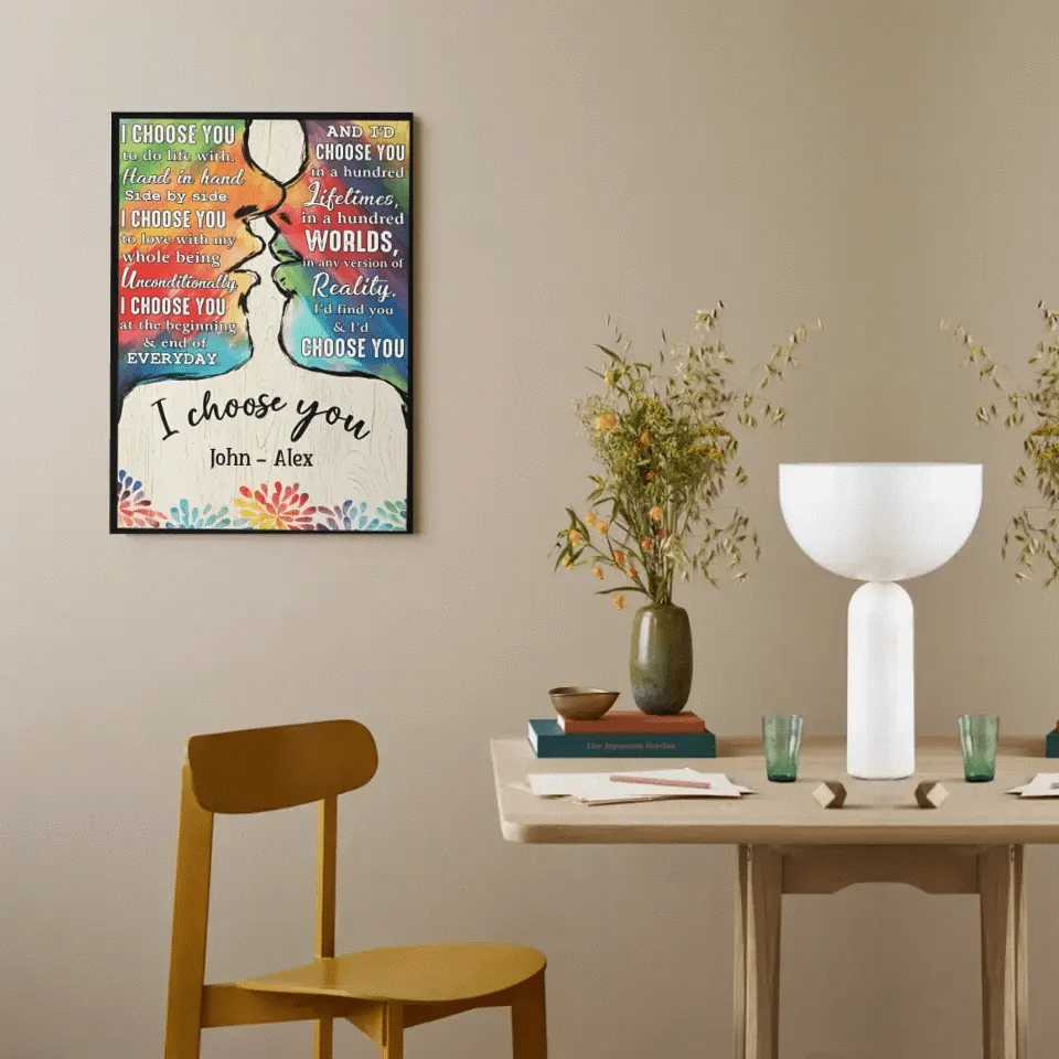 I Choose You To Do Life With - Couple Personalized LGBTQ Custom Vertical Canvas Wall Art & Blanket