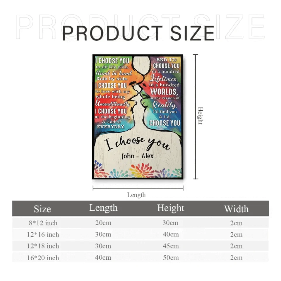 I Choose You To Do Life With - Couple Personalized LGBTQ Custom Vertical Canvas Wall Art & Blanket