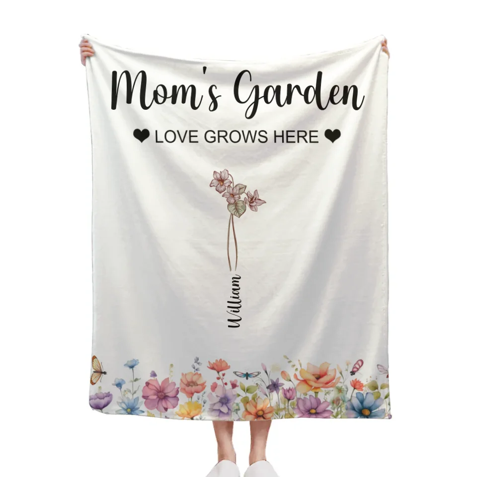 Birthday Flower Custom Blanket - Personalised Family Name And Birthday Flowers Blanket - A Gift For Family,Mom