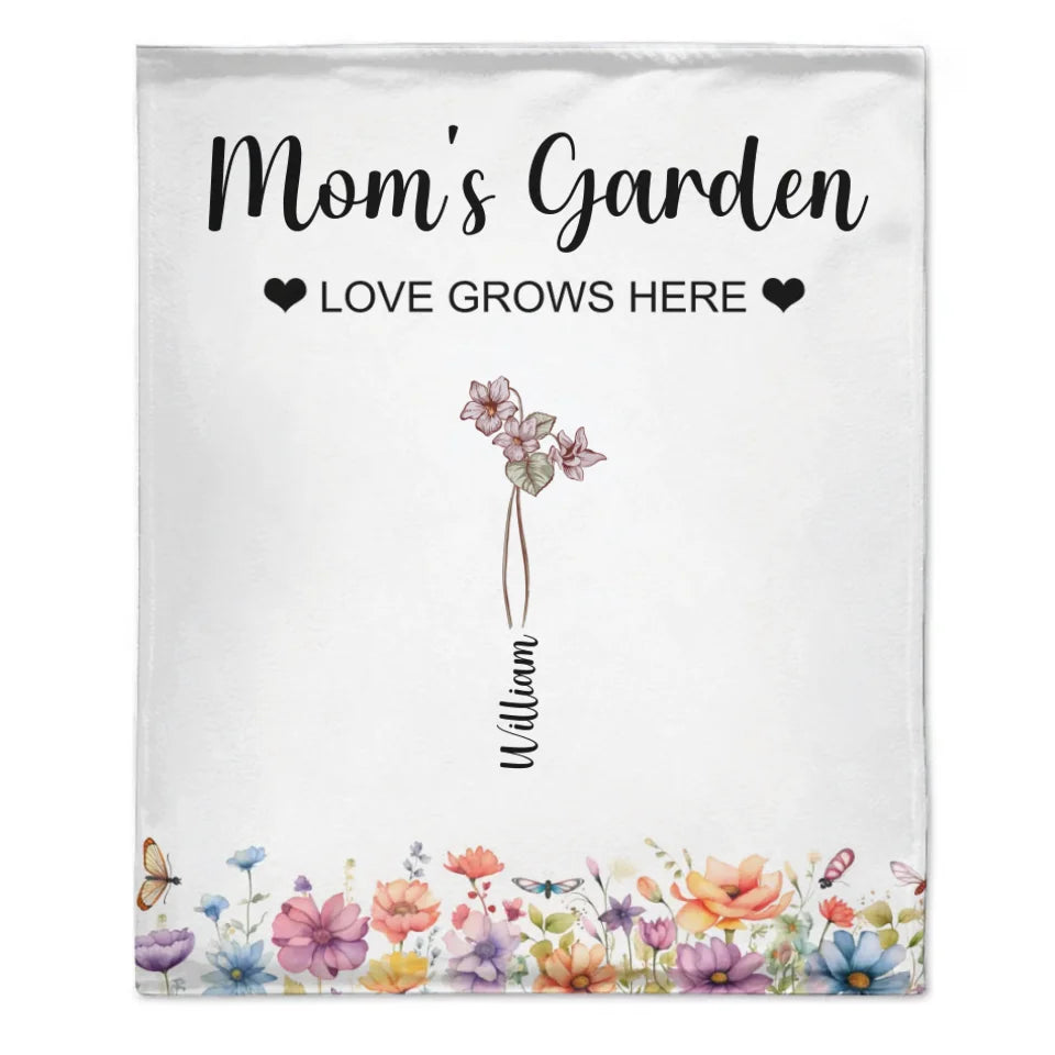 Birthday Flower Custom Blanket - Personalised Family Name And Birthday Flowers Blanket - A Gift For Family,Mom