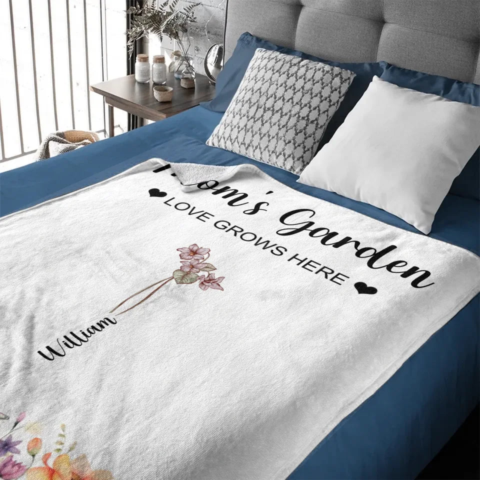 Birthday Flower Custom Blanket - Personalised Family Name And Birthday Flowers Blanket - A Gift For Family,Mom