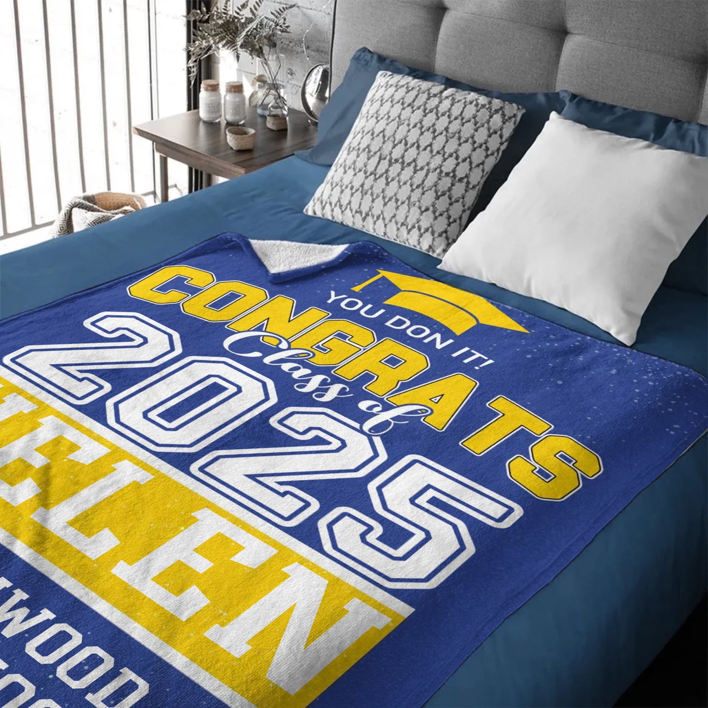 Personalized Custom Graduation Class of 2025 Sign Blanket