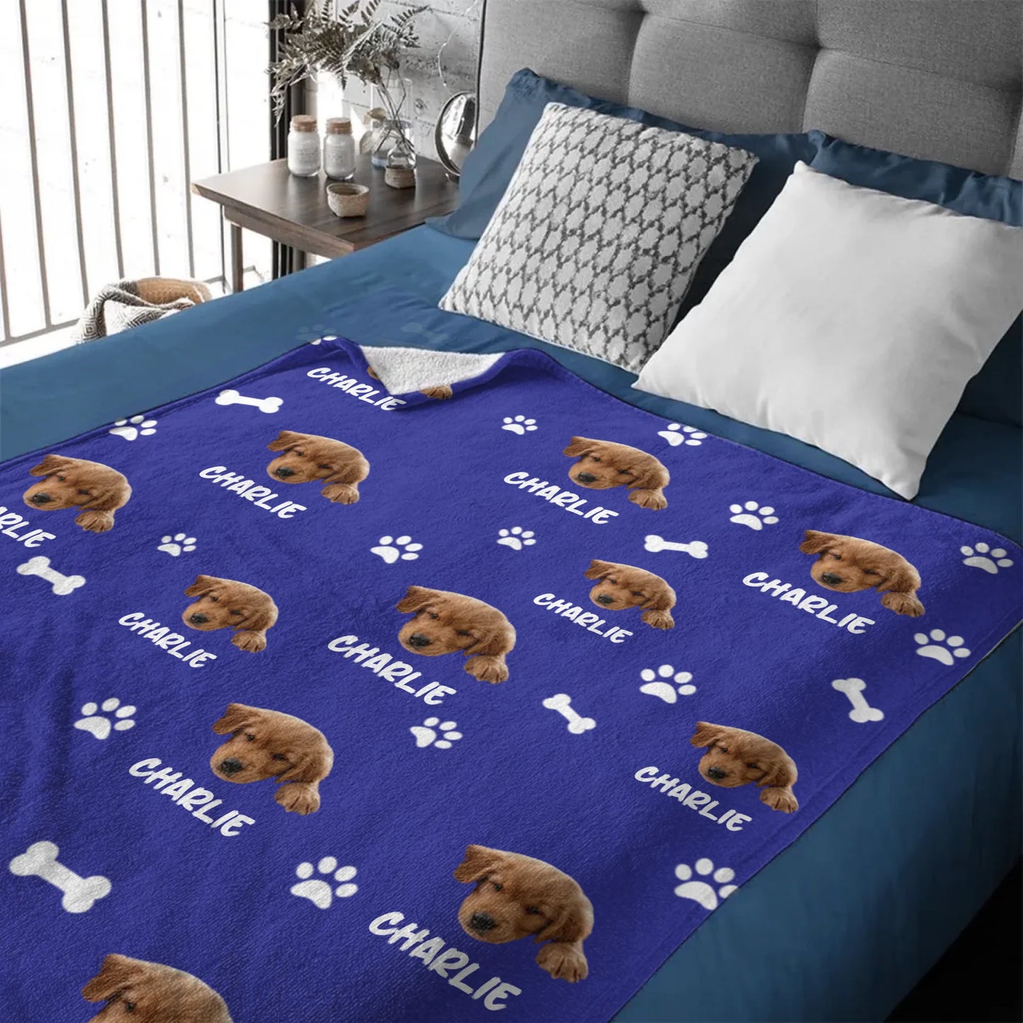 Personalized Name Picture Custom Pet Memorial Blanket - Personalized Custom Pet Photo Names - Gifts for Dog Lovers