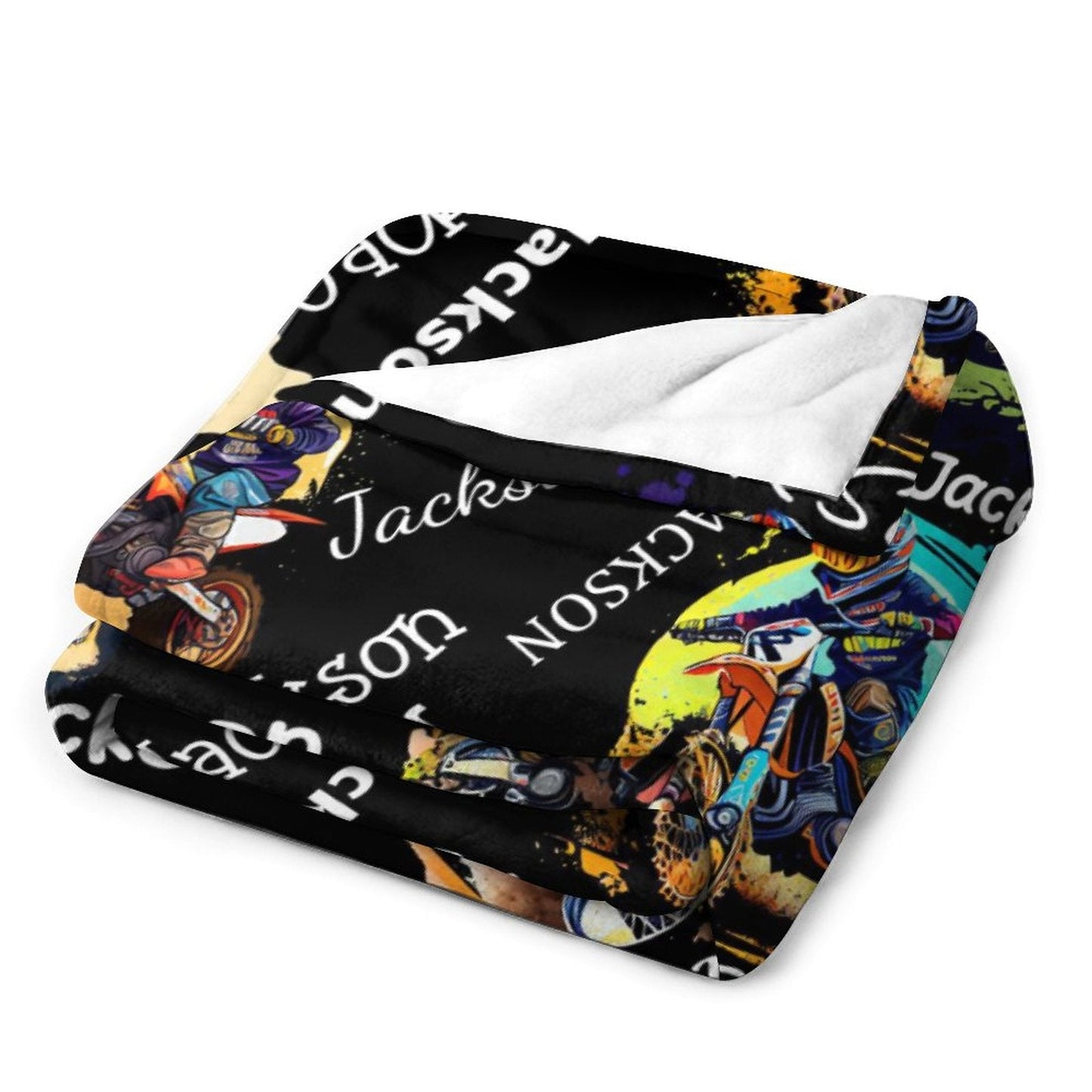 Personalized Custom Name Motocross Rider Blankets Blanket For Kids
