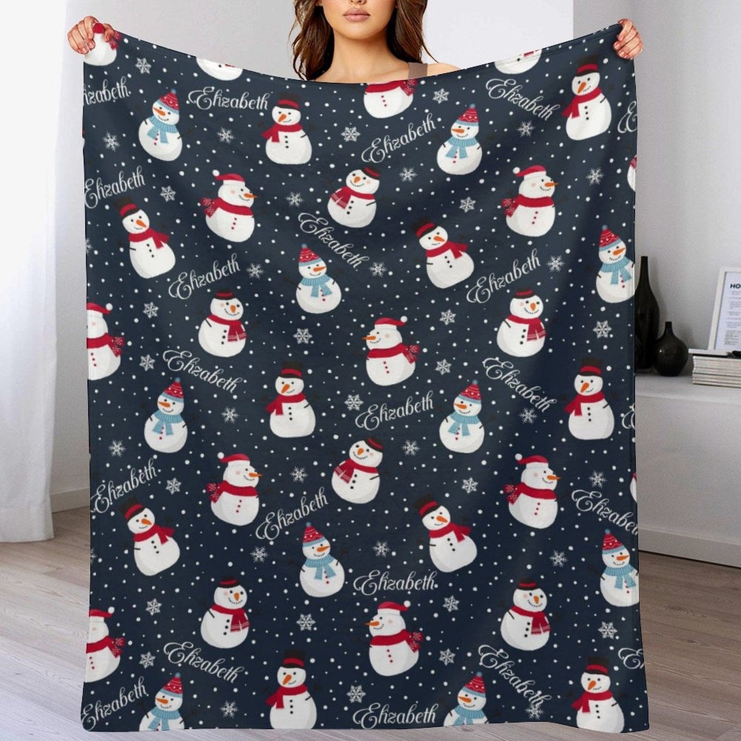 We pay shipping✈️Personalize Christmas Snowman Name Blanket