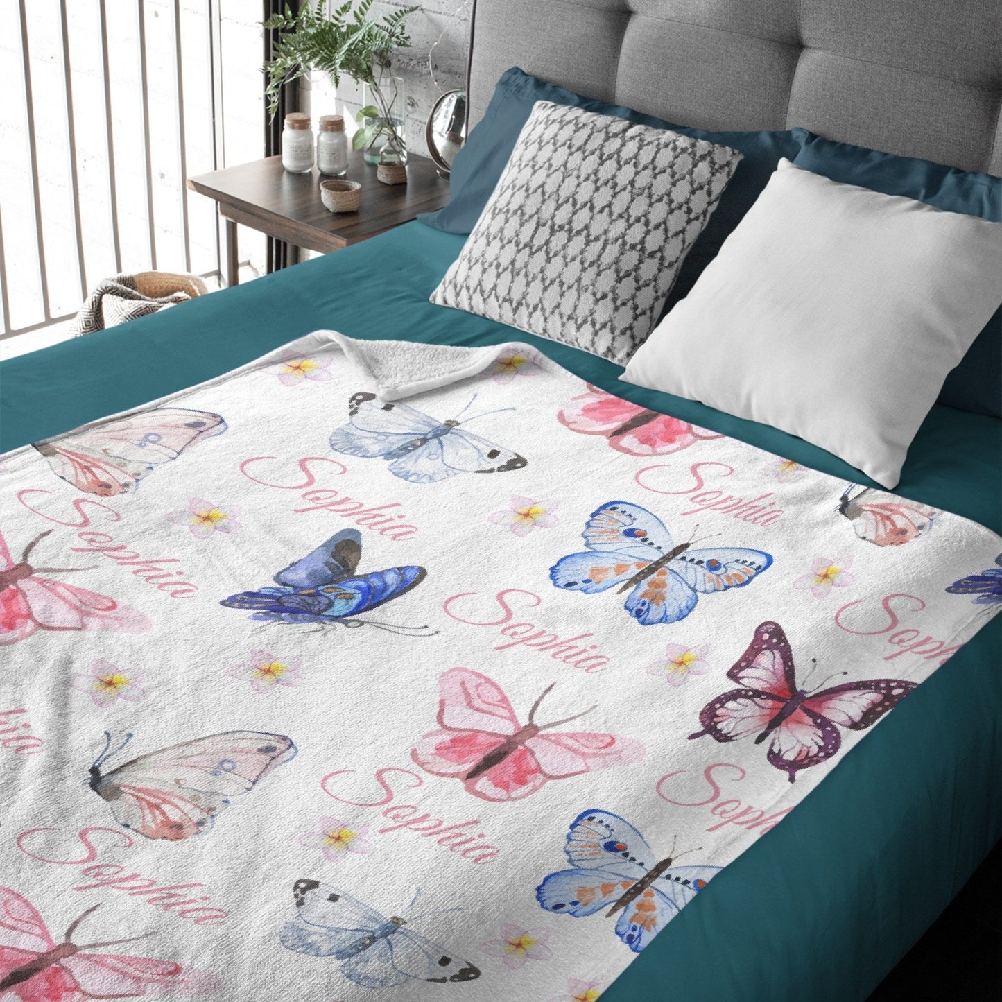 Personalized Butterfly Baby Girl Name Custom Blanket