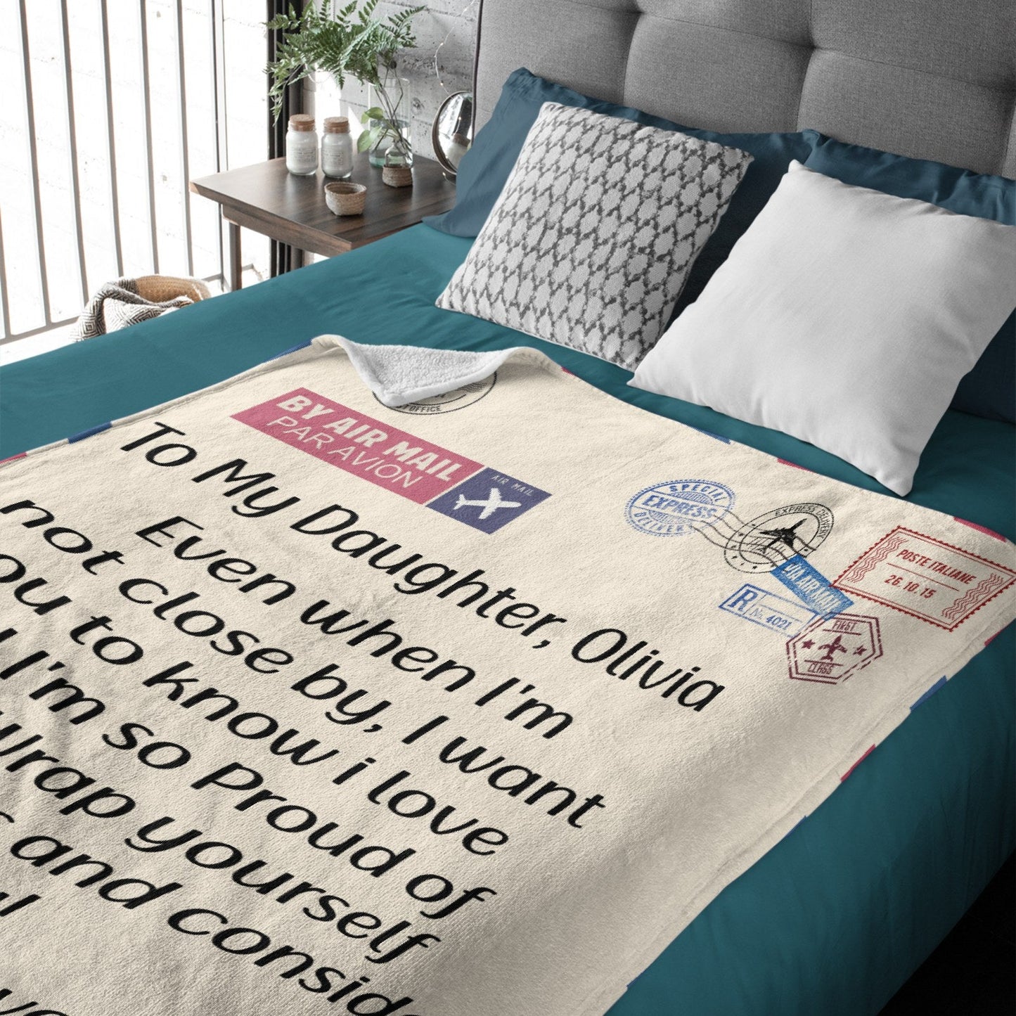 Personalized Custom Airmail Throw Blanket For Family