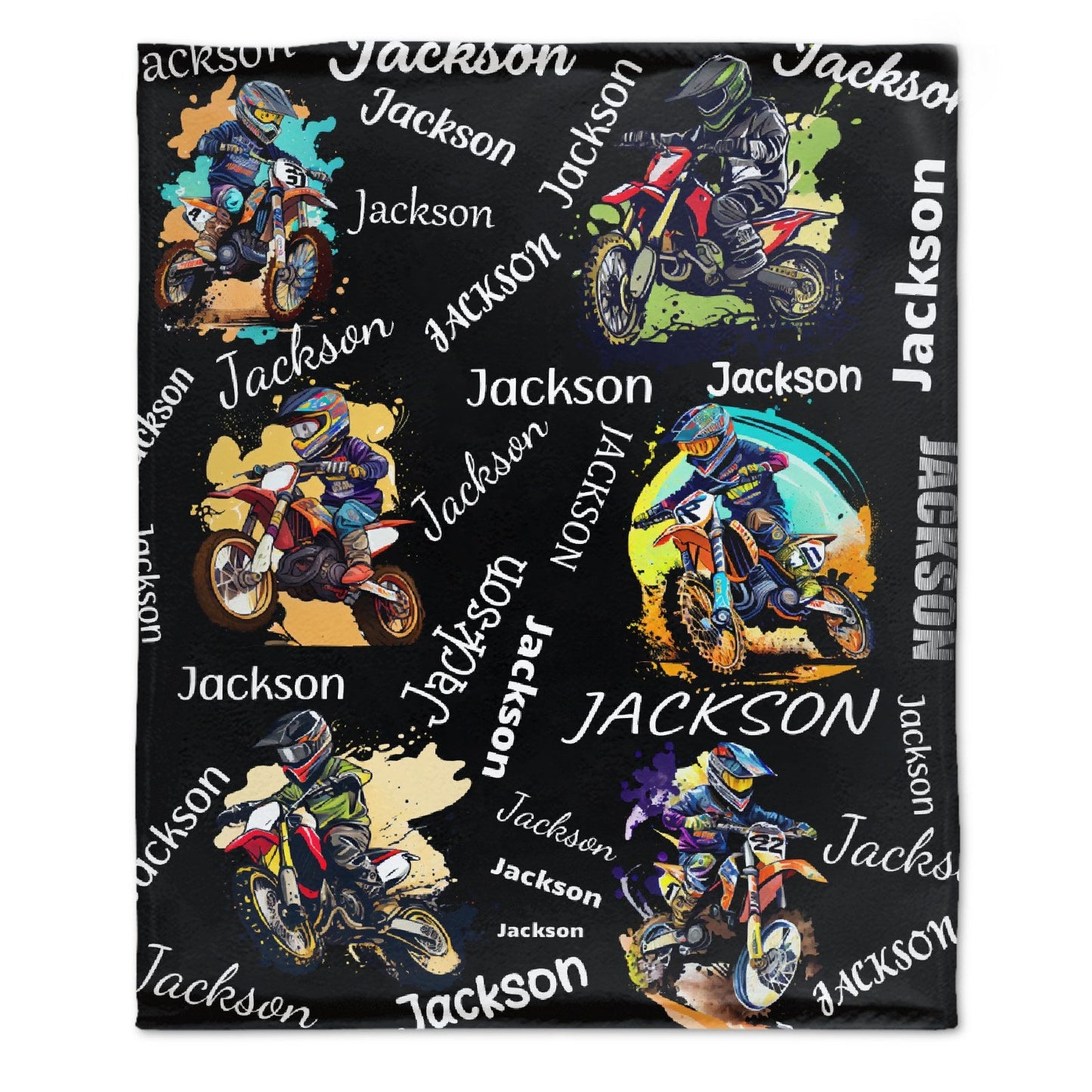 Personalized Custom Name Motocross Rider Blankets Blanket For Kids