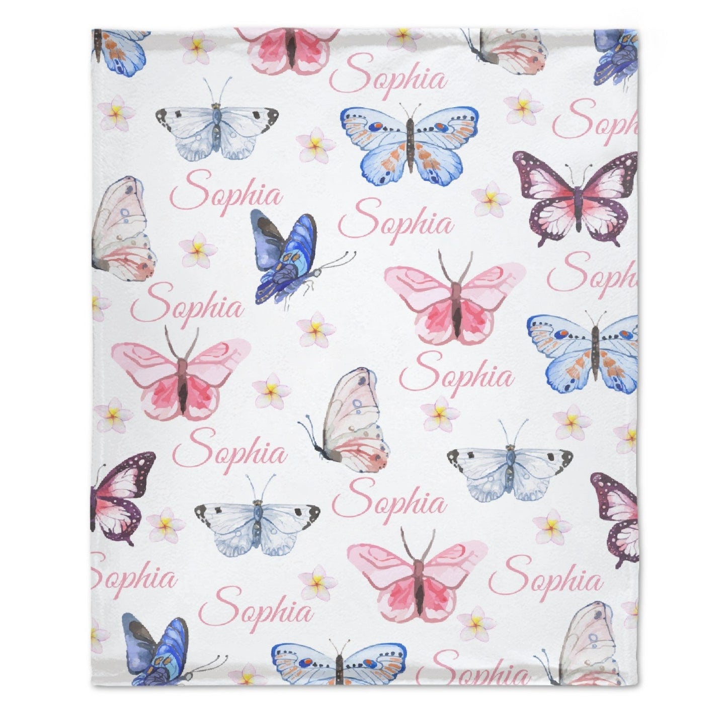 Personalized Butterfly Baby Girl Name Custom Blanket