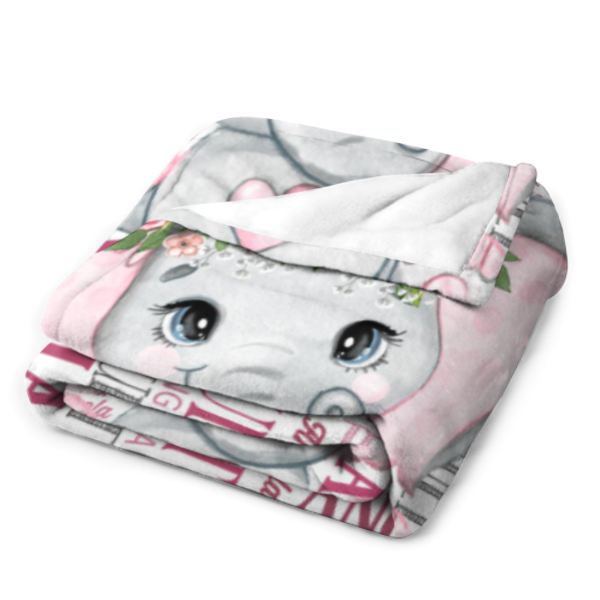 Elephant Name Personalized Blanket - Gift Ideas for Kids