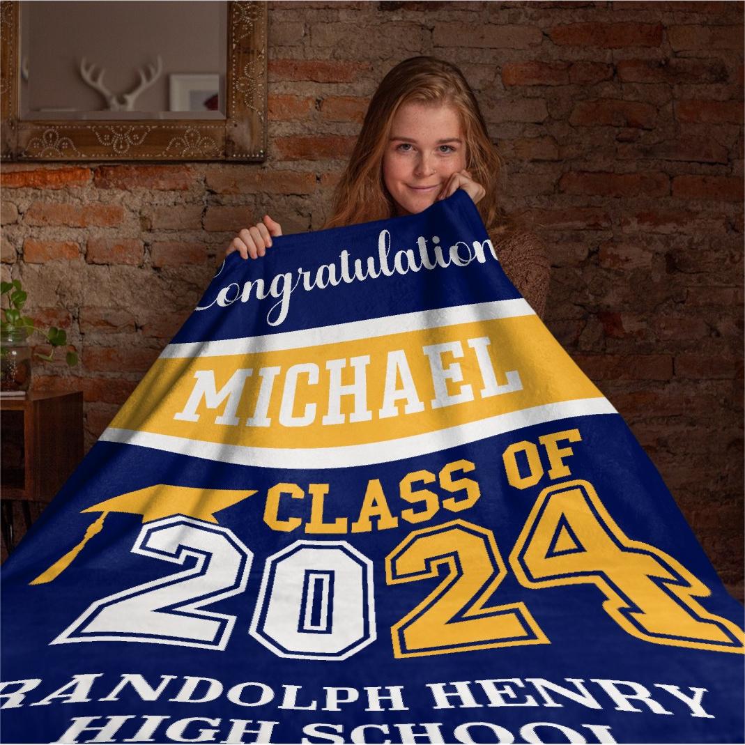 Class of 2024 Custom Name Soft Blanket - Graduation Gift