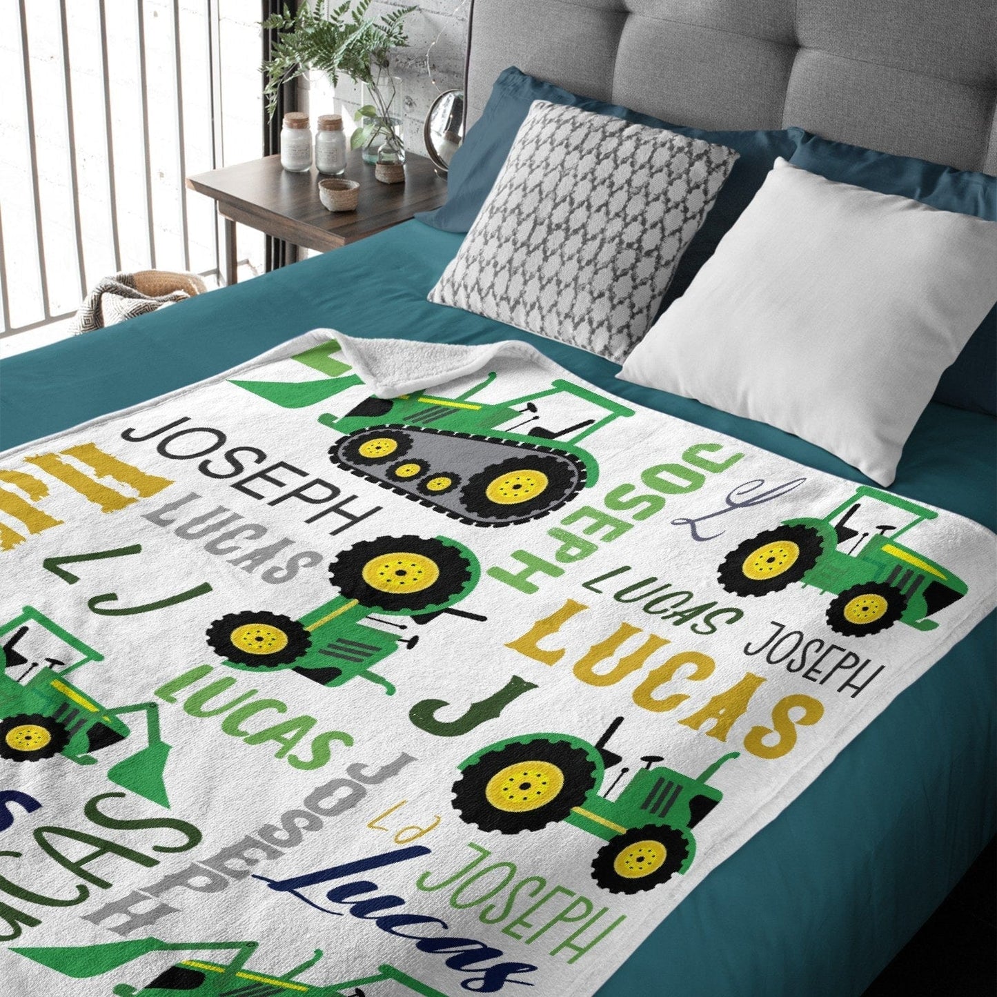 Personalized Farm Tractor Name Custom Blanket