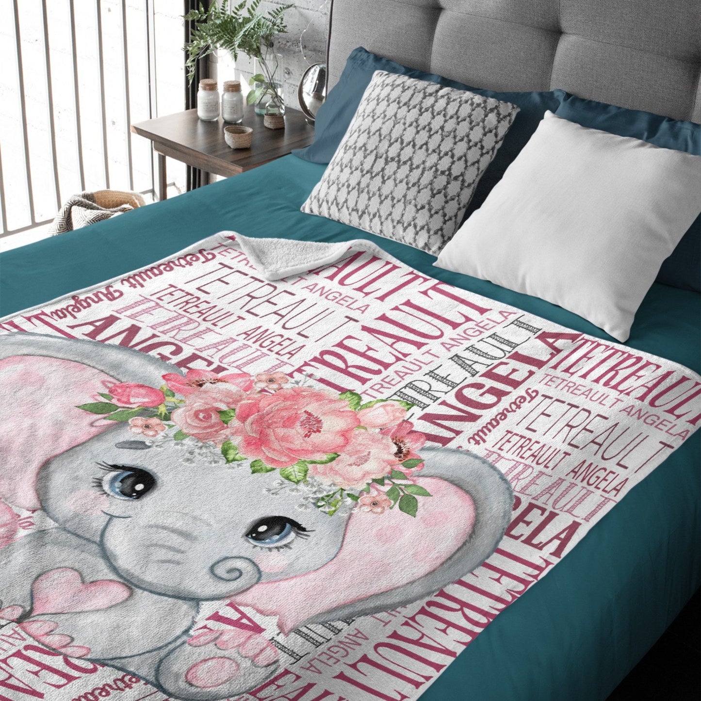 Elephant Name Personalized Blanket - Gift Ideas for Kids