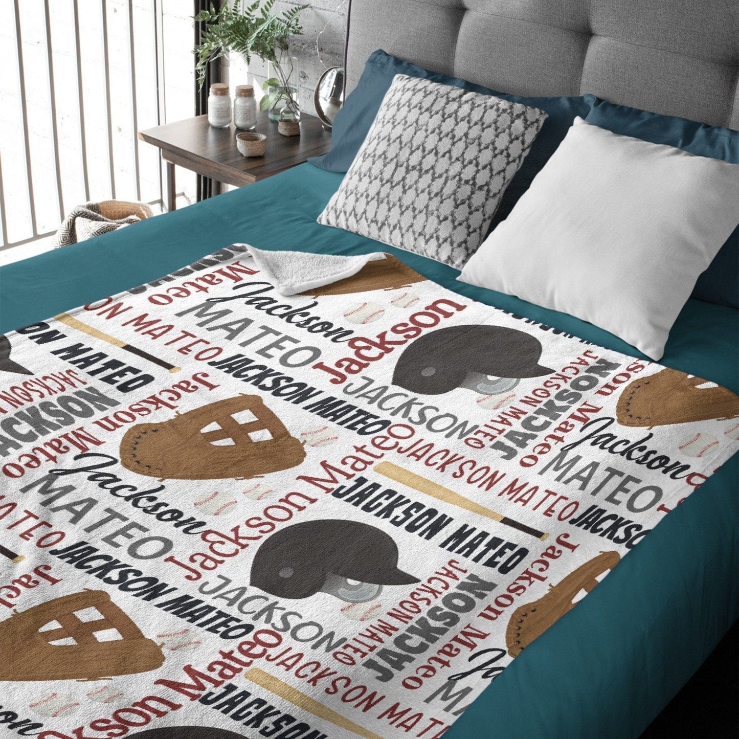 Personalized Name Custom Baseball Blanket