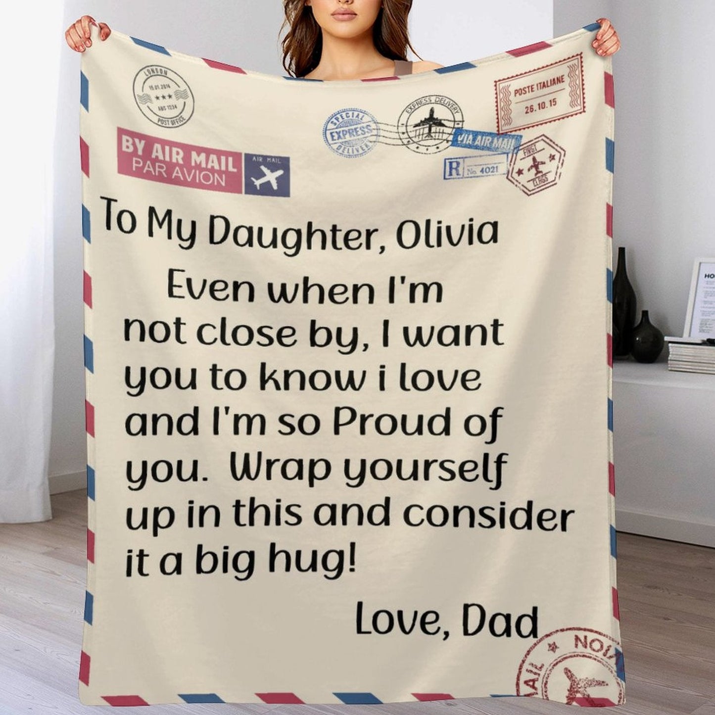 Personalized Custom Airmail Throw Blanket For Family