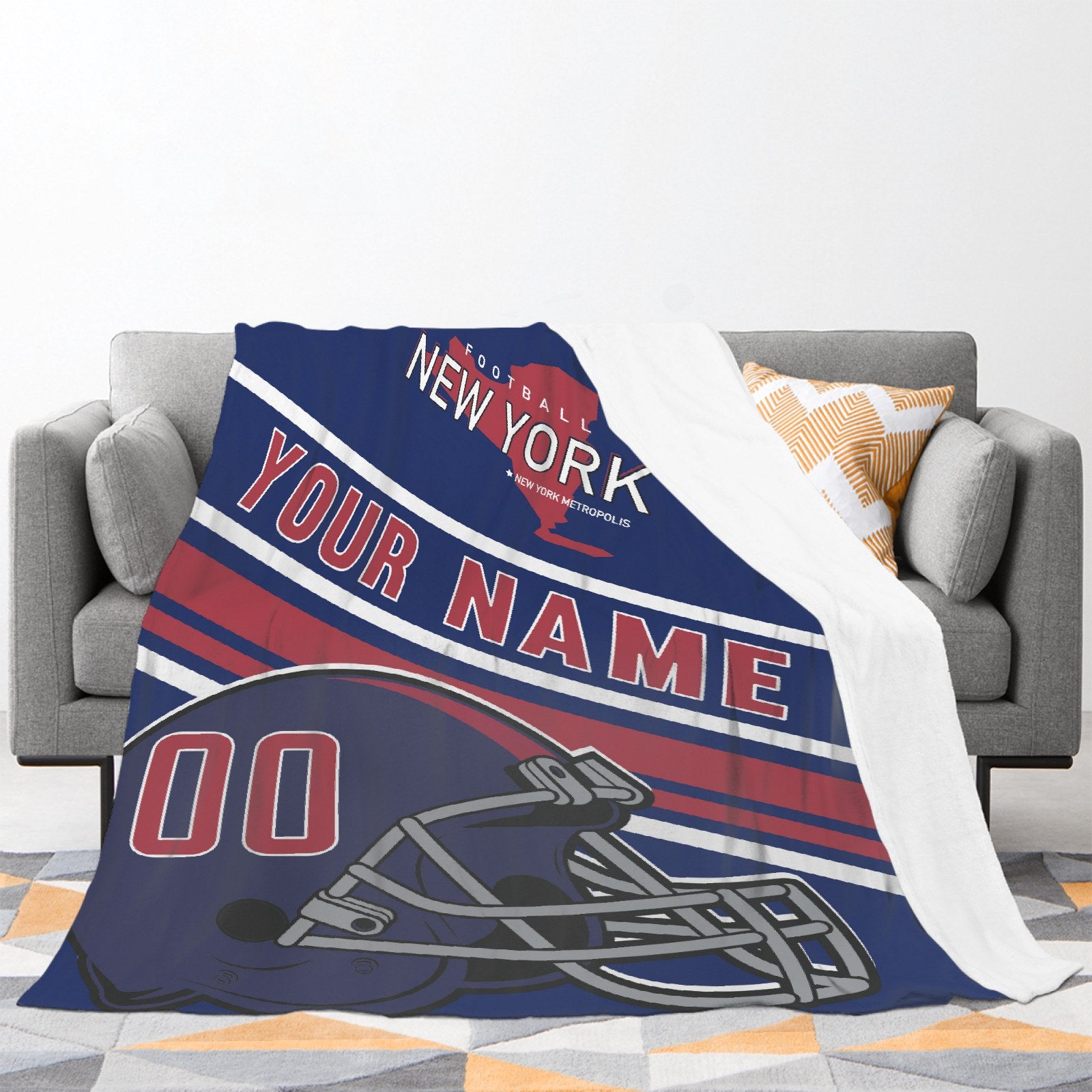 Personalized Football New York Giants Blanket  Custom Face & Name Foo –  Amor Custom Gifts