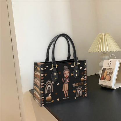 Personalized Leather Bucket Bag - Gift For Teacher