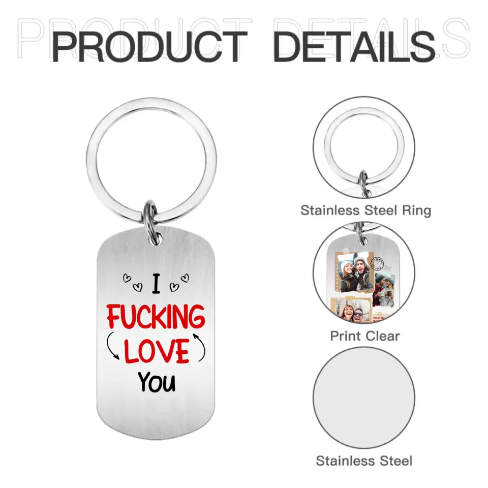 Custom Personalized Couple Photo Aluminum Keychain - I Love You