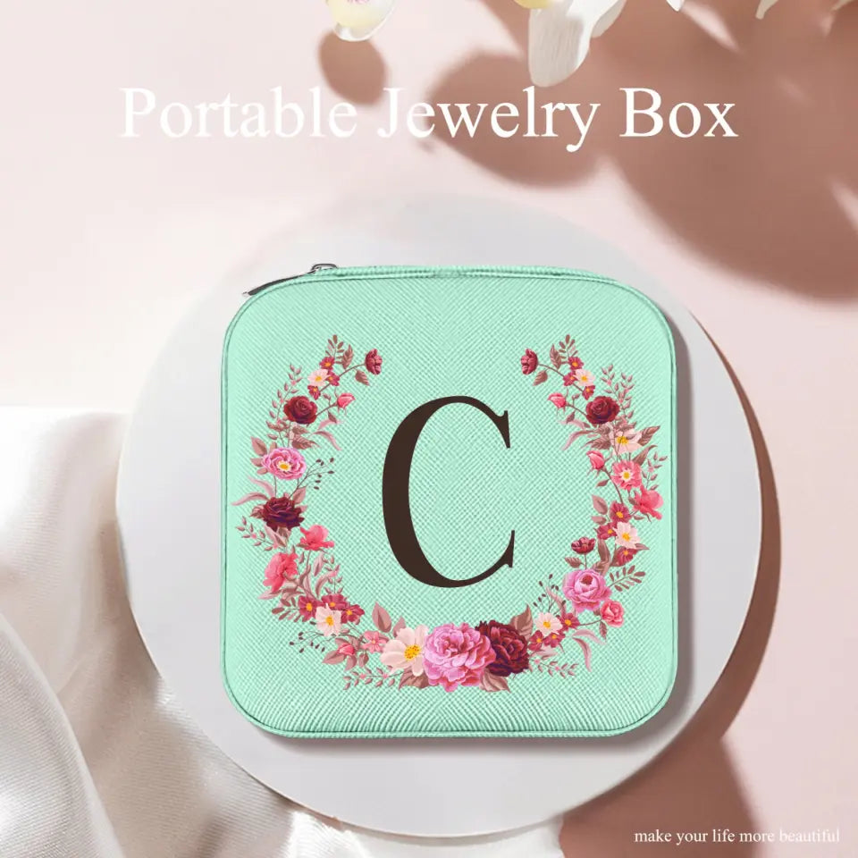 Personalized Initial Travel Jewelry Case for Women - Gift for Mom