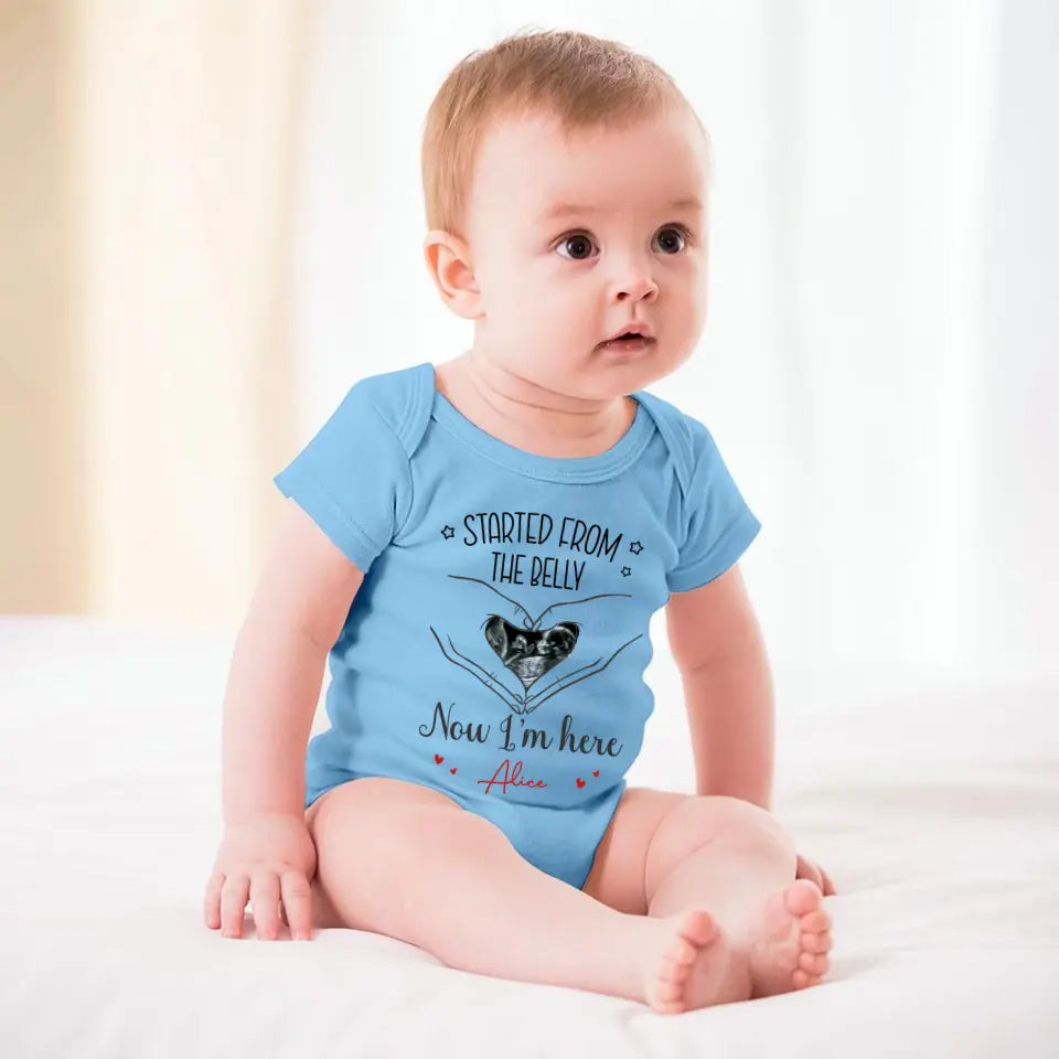 Custom Photo As Seen On Ultrasound - Family Personalized Custom Baby Onesie - Mother's Day, Baby Shower Gift, Gift For First Mom