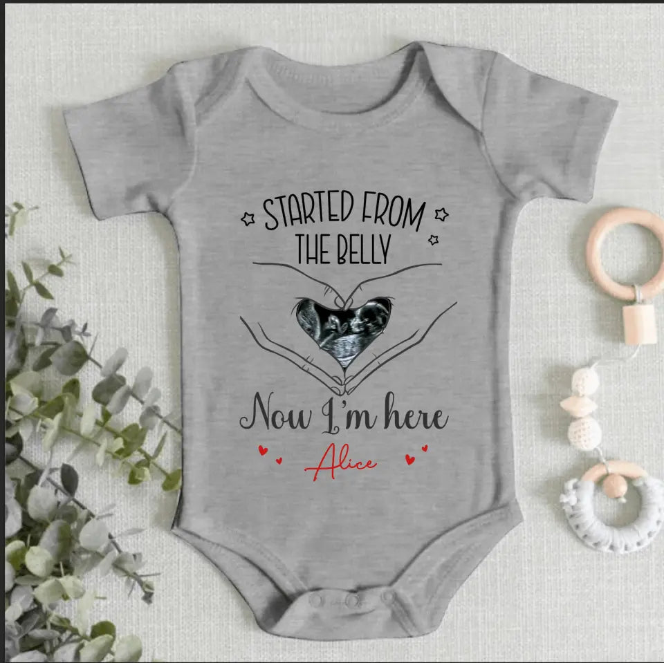 Custom Photo As Seen On Ultrasound - Family Personalized Custom Baby Onesie - Mother's Day, Baby Shower Gift, Gift For First Mom