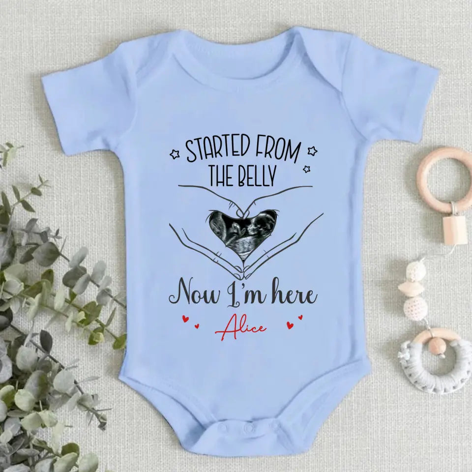 Custom Photo As Seen On Ultrasound - Family Personalized Custom Baby Onesie - Mother's Day, Baby Shower Gift, Gift For First Mom