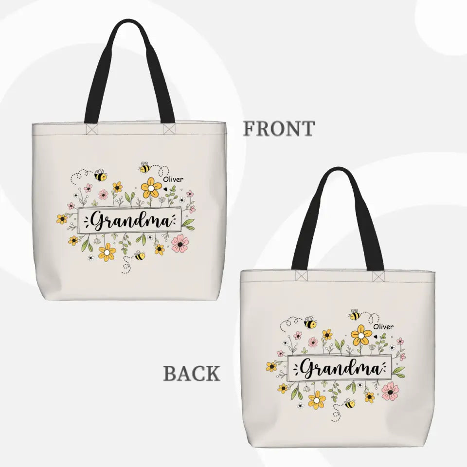 Family Personalized Garden Bees Zippered Bag For Grandma