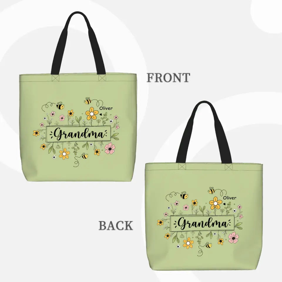 Family Personalized Garden Bees Zippered Bag For Grandma