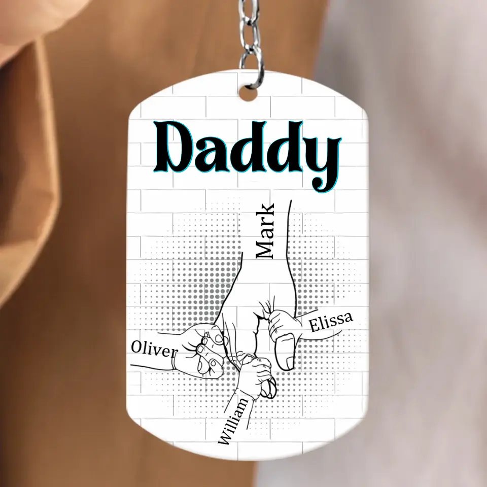 Gift For Dad - Be Safe Kids Holding Hands Stainless Steel Keychain