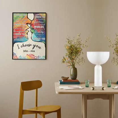 I Choose You To Do Life With - Couple Personalized LGBTQ Custom Vertical Canvas Wall Art & Blanket