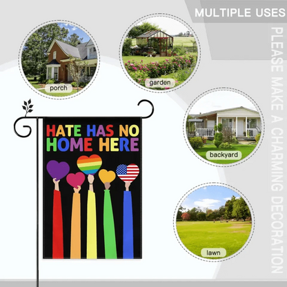 LGBT Pride Garden Rainbow Flag - Double Sided Flag - Hate Has No Home Here