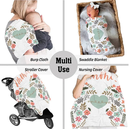Personalized Angel Wings Baby Blanket, Custom Name Baby Blanket, Floral Heart Nursery Decor
