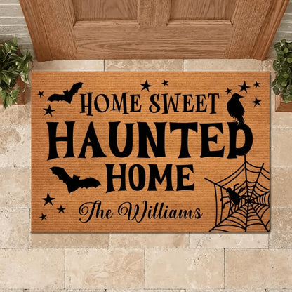 Custom Home Sweet Haunted Home Doormat - Family Personalized  Home Decor Decorative Mat - Halloween Gift For Family Members