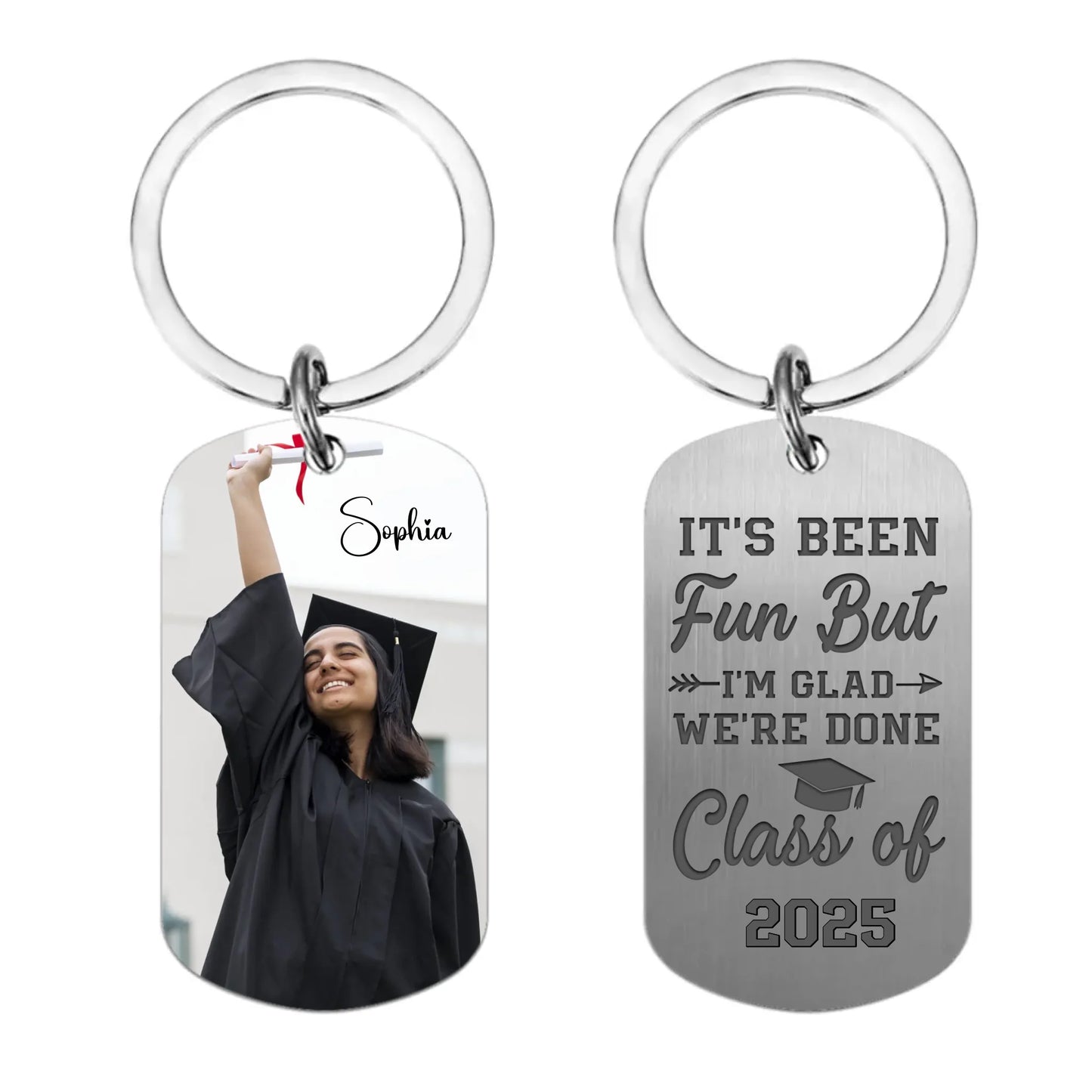 Custom Photo Graduation Keychain - It's Been Fun But I'm Glad We're Done - Gift For Graduates