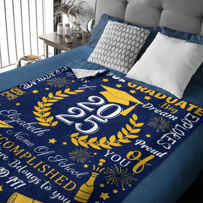 Personalized Custom Graduate Class of 2025 Blanket - Gifts for Grads - champagne party wheat elements
