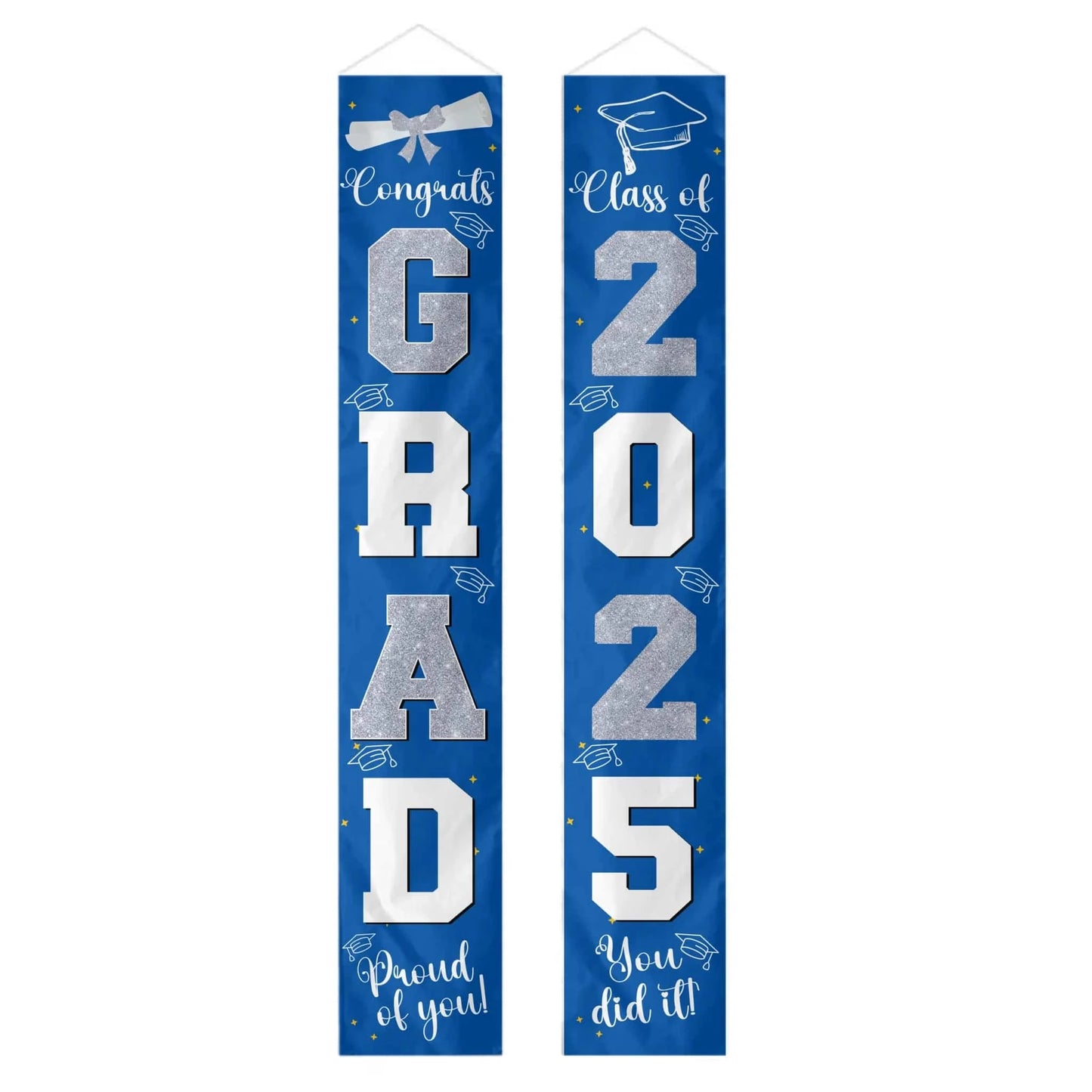 Graduation Decorations Silver 2025 Banner - for Class of 2025 - Graduates Party Supplies