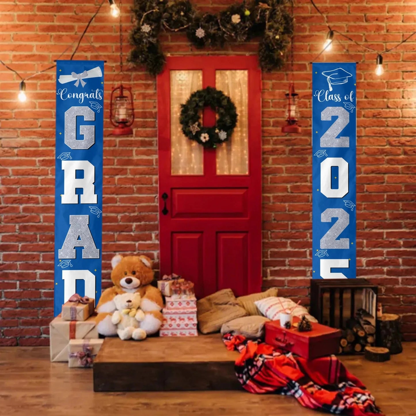 Graduation Decorations Silver 2025 Banner - for Class of 2025 - Graduates Party Supplies