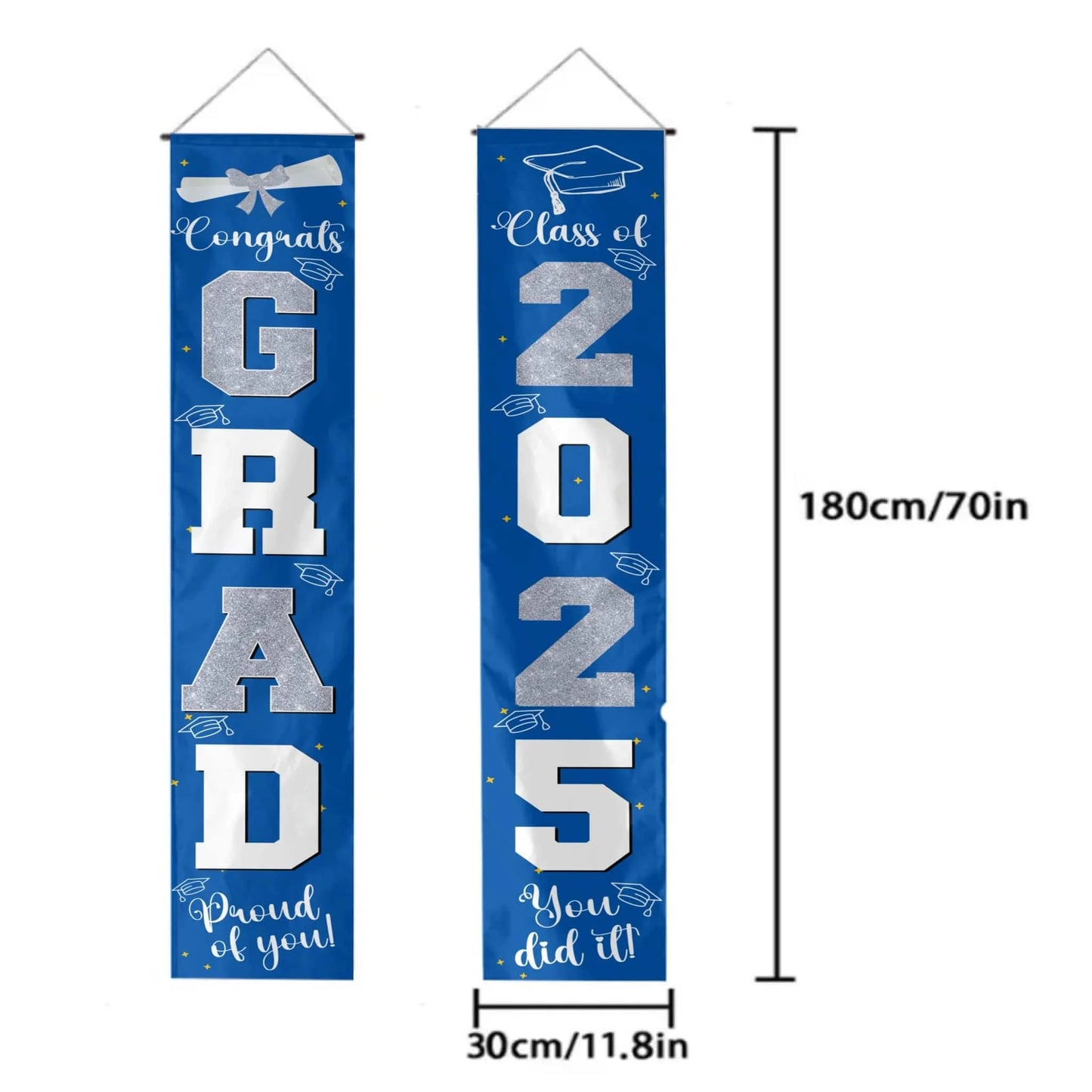 Graduation Decorations Silver 2025 Banner - for Class of 2025 - Graduates Party Supplies