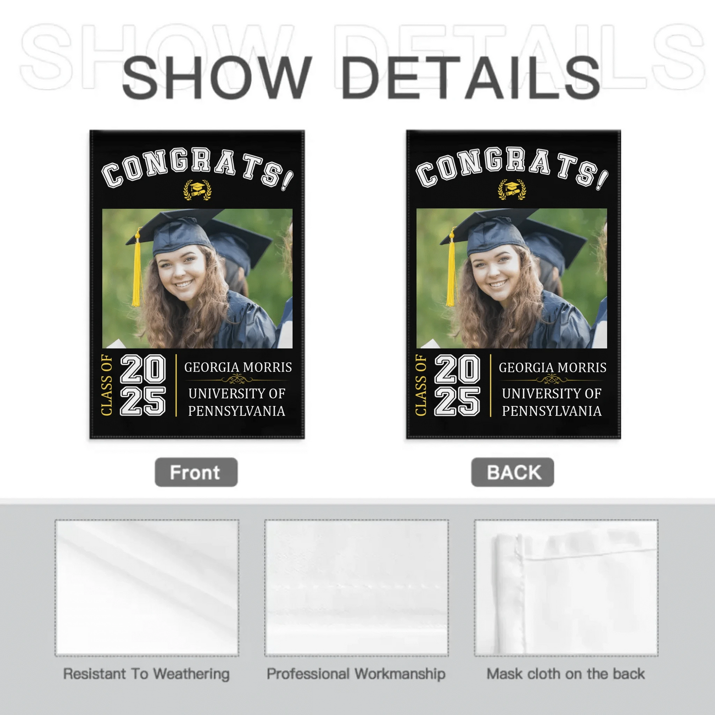 Graduation Celebration - Graduation Gift - Personalized Custom Photo Flag