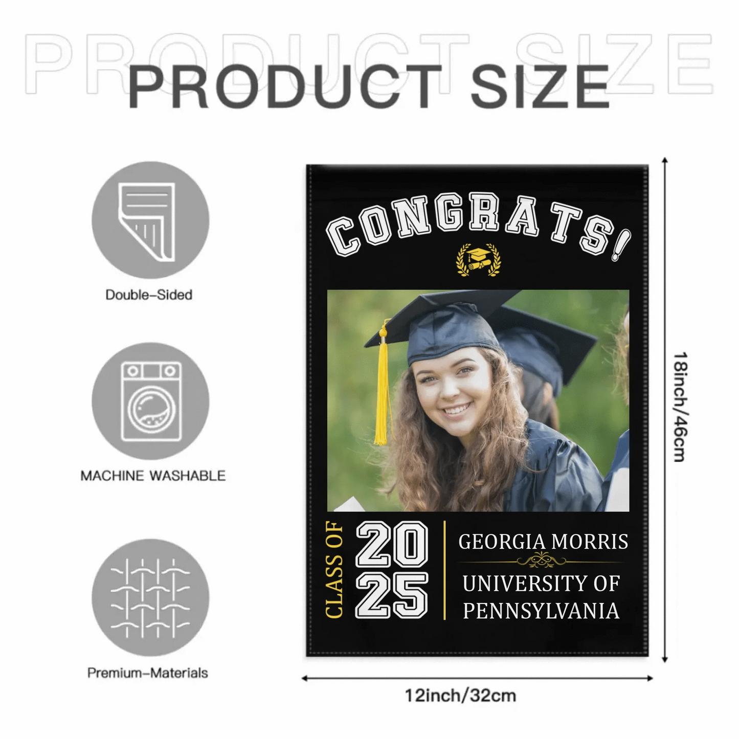 Graduation Celebration - Graduation Gift - Personalized Custom Photo Flag