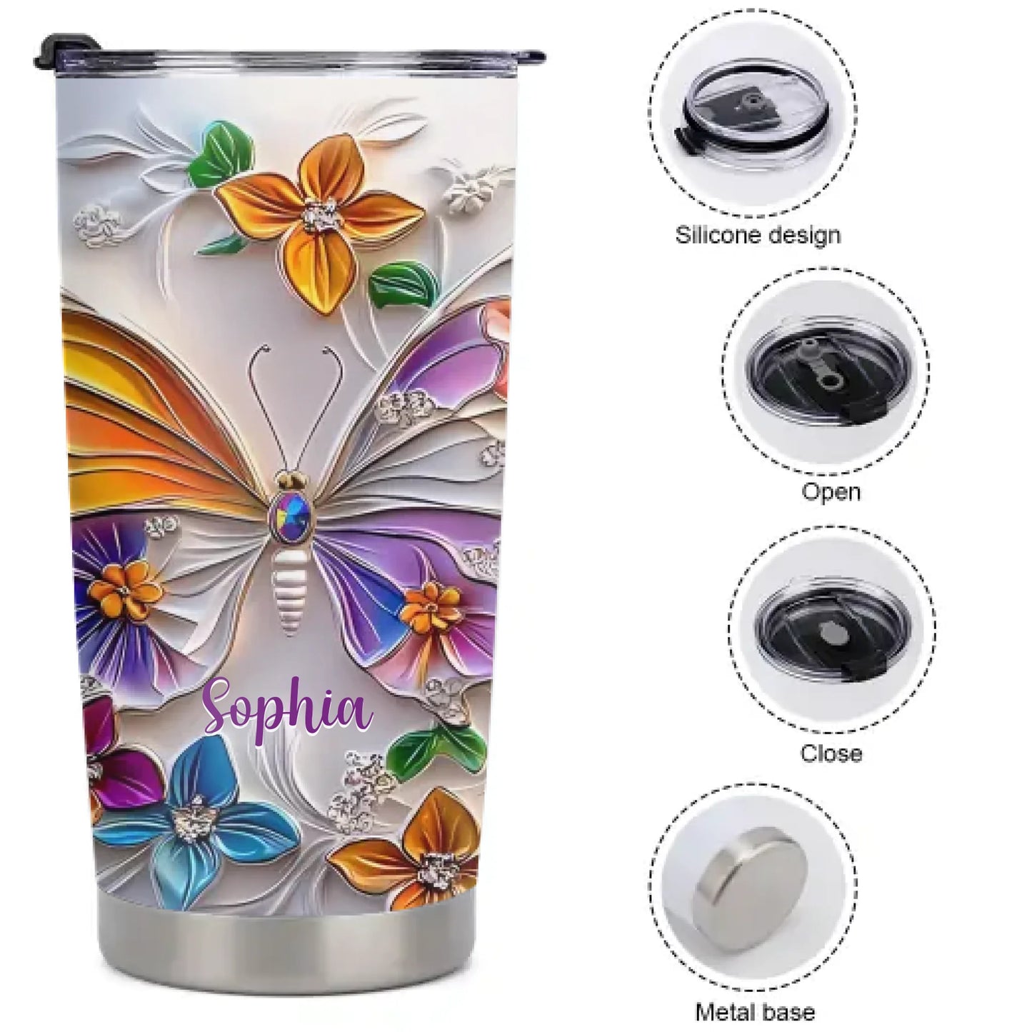 Customised Butterfly Themed Mugs - Personalised Name Gorgeous Butterfly Print Decorative Mugs - A Gift For Family,Friend,Sister,BFF,Butterfly Lovers