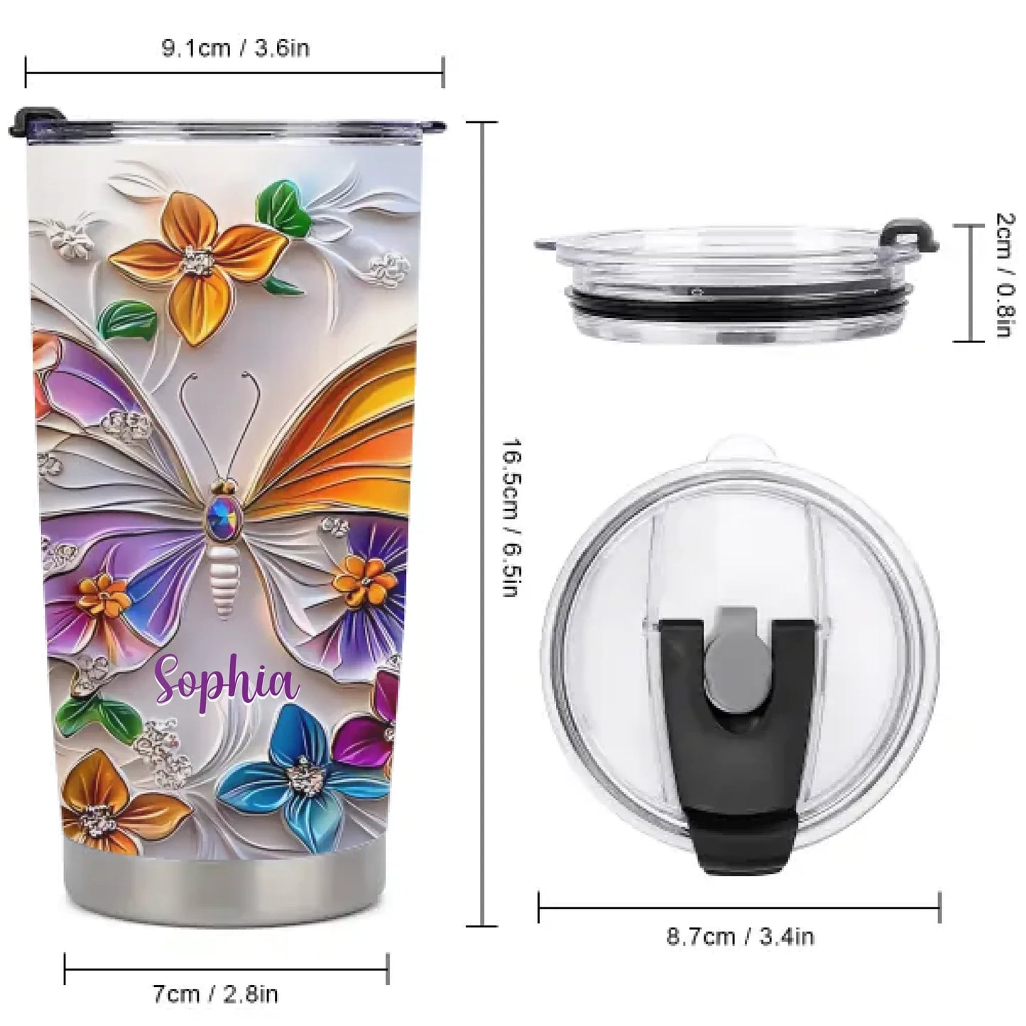 Customised Butterfly Themed Mugs - Personalised Name Gorgeous Butterfly Print Decorative Mugs - A Gift For Family,Friend,Sister,BFF,Butterfly Lovers