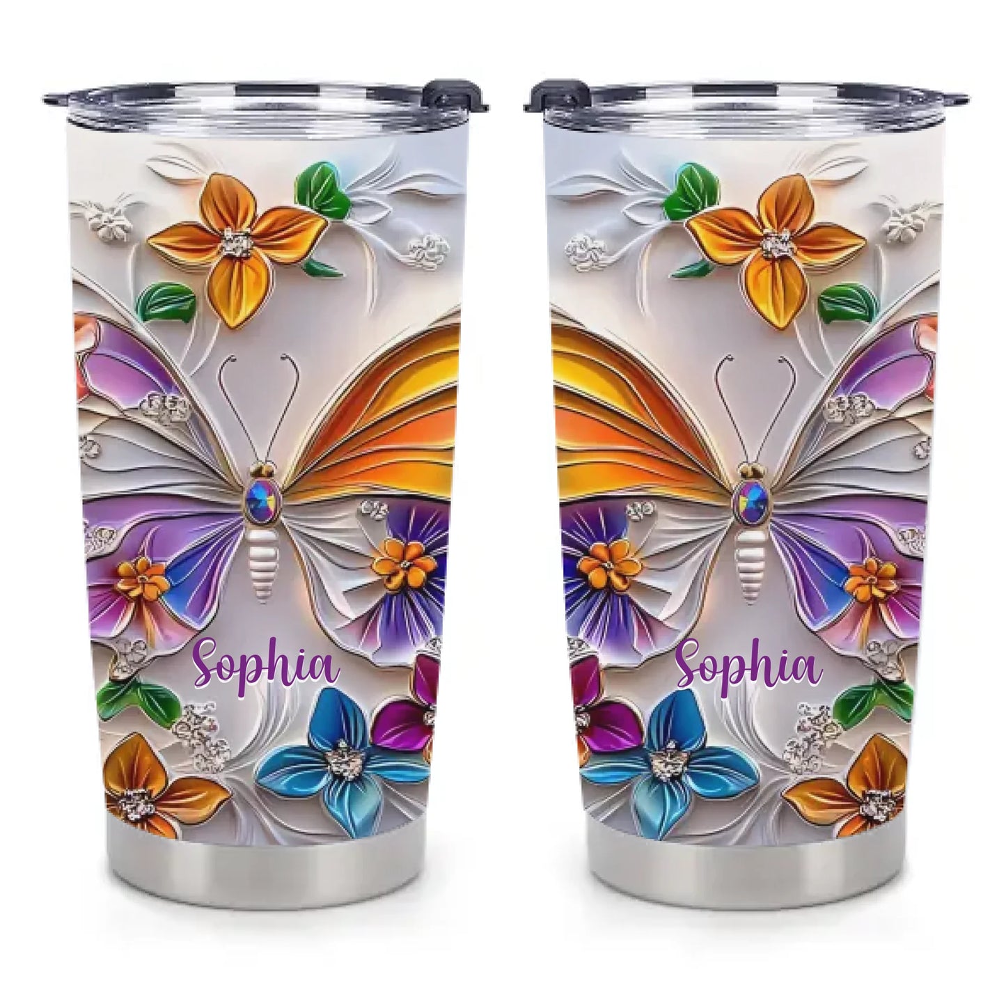 Customised Butterfly Themed Mugs - Personalised Name Gorgeous Butterfly Print Decorative Mugs - A Gift For Family,Friend,Sister,BFF,Butterfly Lovers