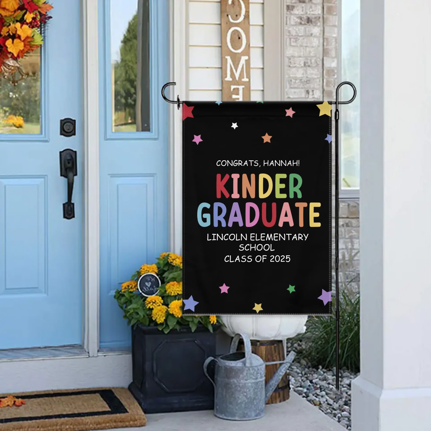 Customized Commencement Season Celebration Flag - Colorful Star Flags with Personalized Names, School Names and Years - Gifts For Family,Graduate,Grandchildren