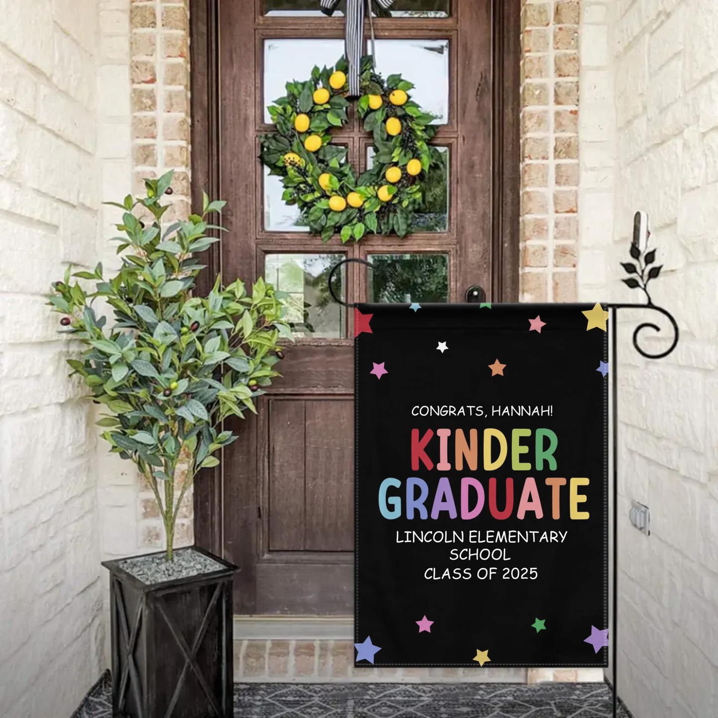 Customized Commencement Season Celebration Flag - Colorful Star Flags with Personalized Names, School Names and Years - Gifts For Family,Graduate,Grandchildren