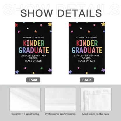 Customized Commencement Season Celebration Flag - Colorful Star Flags with Personalized Names, School Names and Years - Gifts For Family,Graduate,Grandchildren