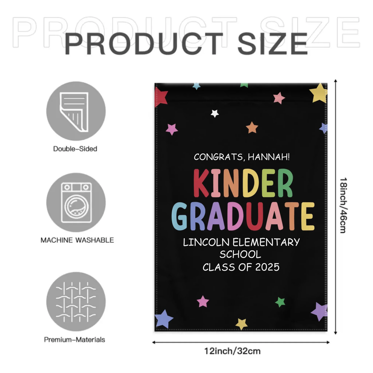 Customized Commencement Season Celebration Flag - Colorful Star Flags with Personalized Names, School Names and Years - Gifts For Family,Graduate,Grandchildren