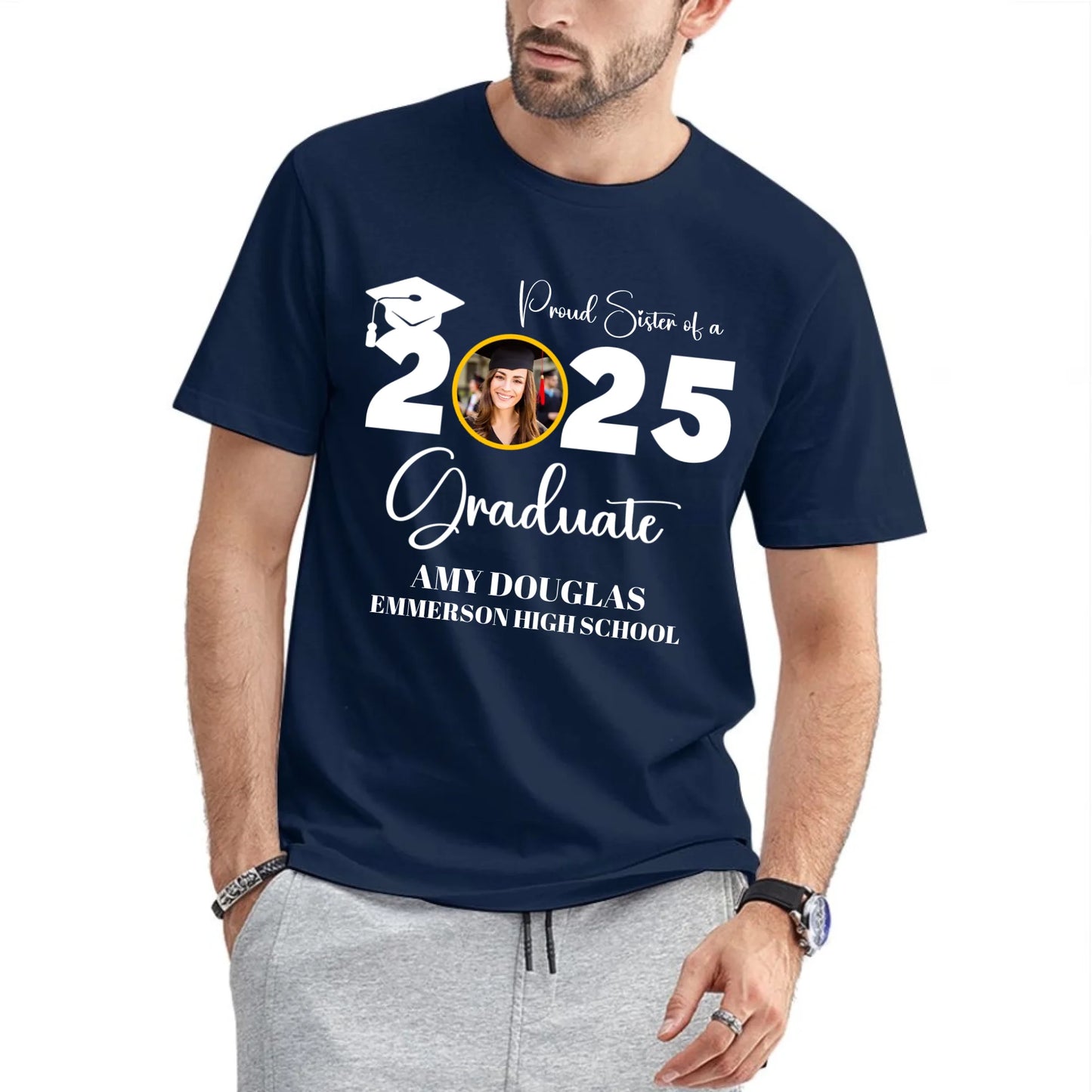 Custom Graduation Photo T-shirt, Proud Mom Of A Graduate