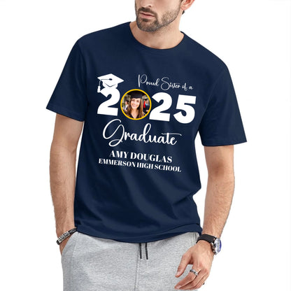 Custom Graduation Photo T-shirt, Proud Mom Of A Graduate