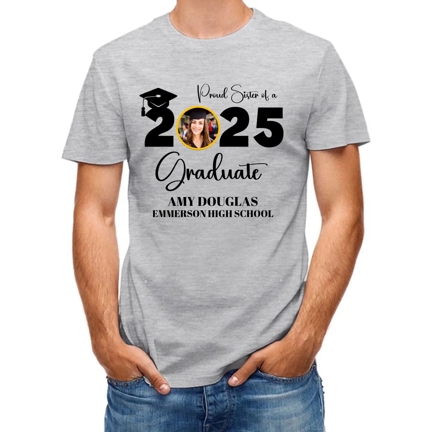 Custom Graduation Photo T-shirt, Proud Mom Of A Graduate